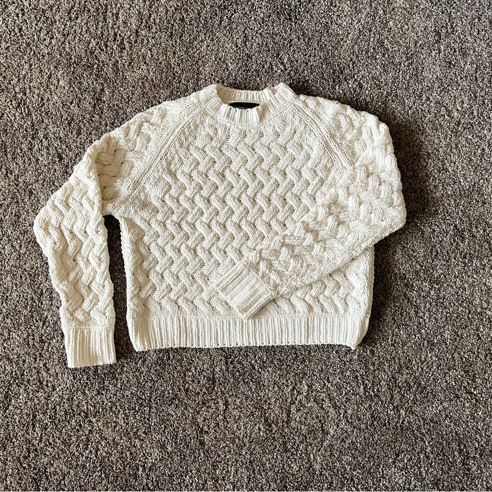 Kendall + Kylie Cozy Cream Cable Knit Sweater